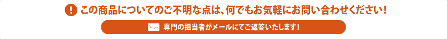 この商品についてのご不明な点は、何でもお気軽にお問い合わせください！専門の担当者がメールにてご返答いたします！