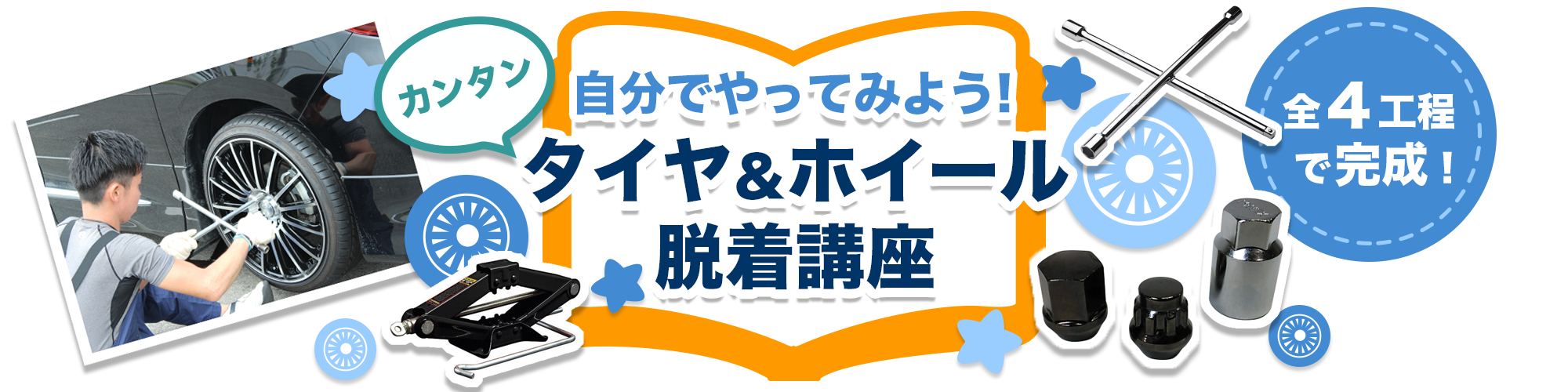 全４工程で完成！カンタン、タイヤ＆ホイール脱着講座